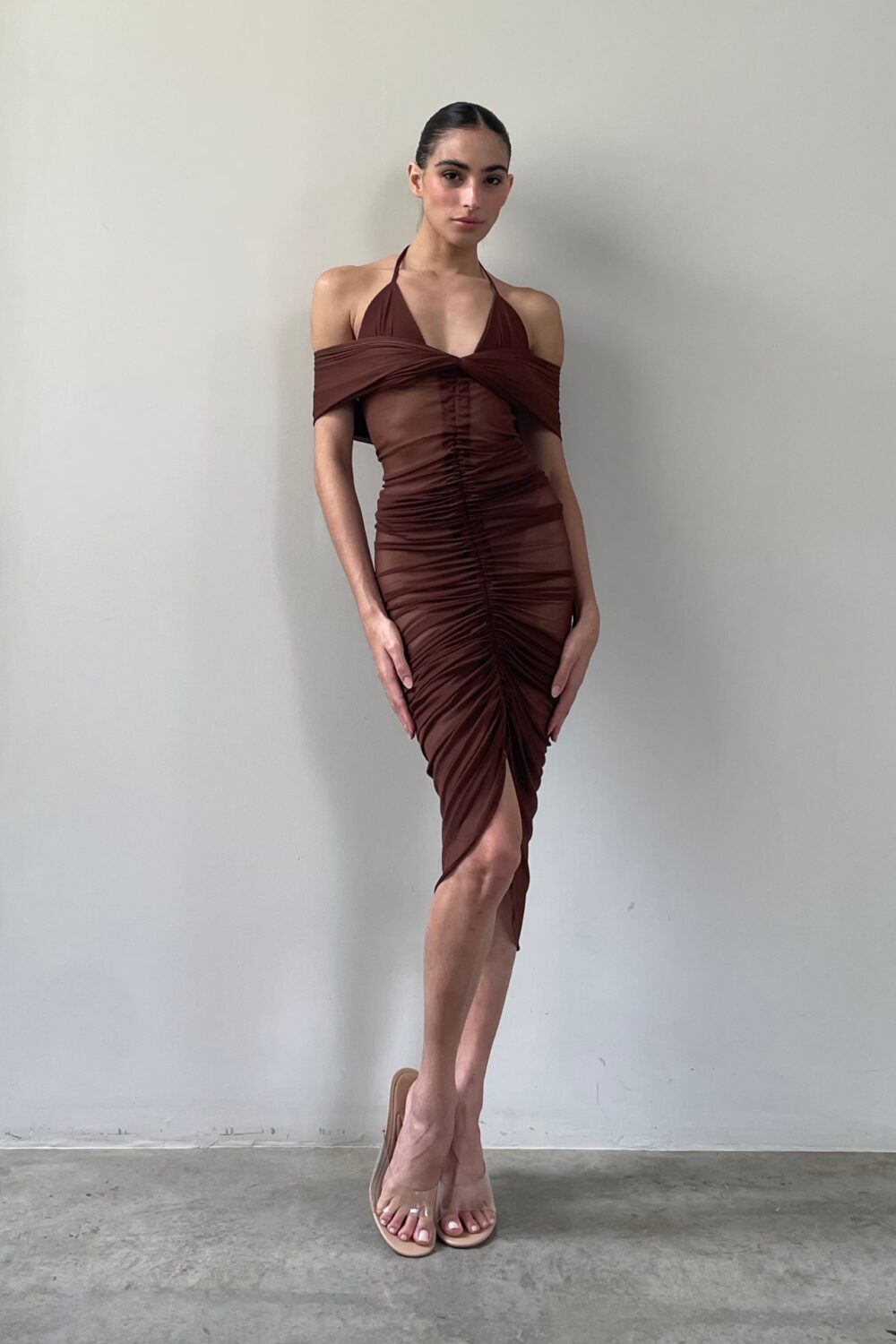 Vestido Tule Sienna Marrom