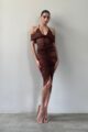 Vestido Tule Sienna Marrom