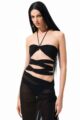 Top Cruzado Tule Preto
