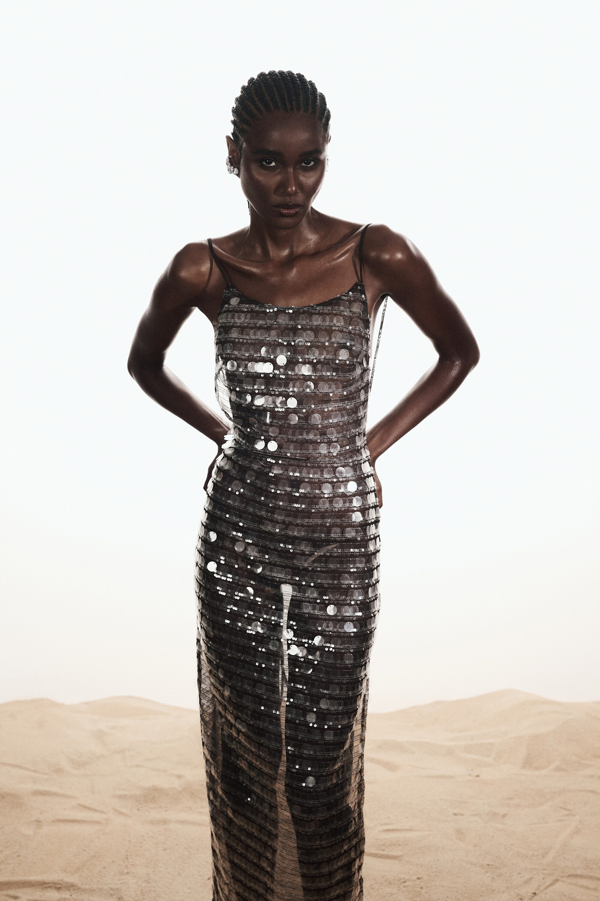 Vestido Longo Maxi Paetê Marrom - Image 6