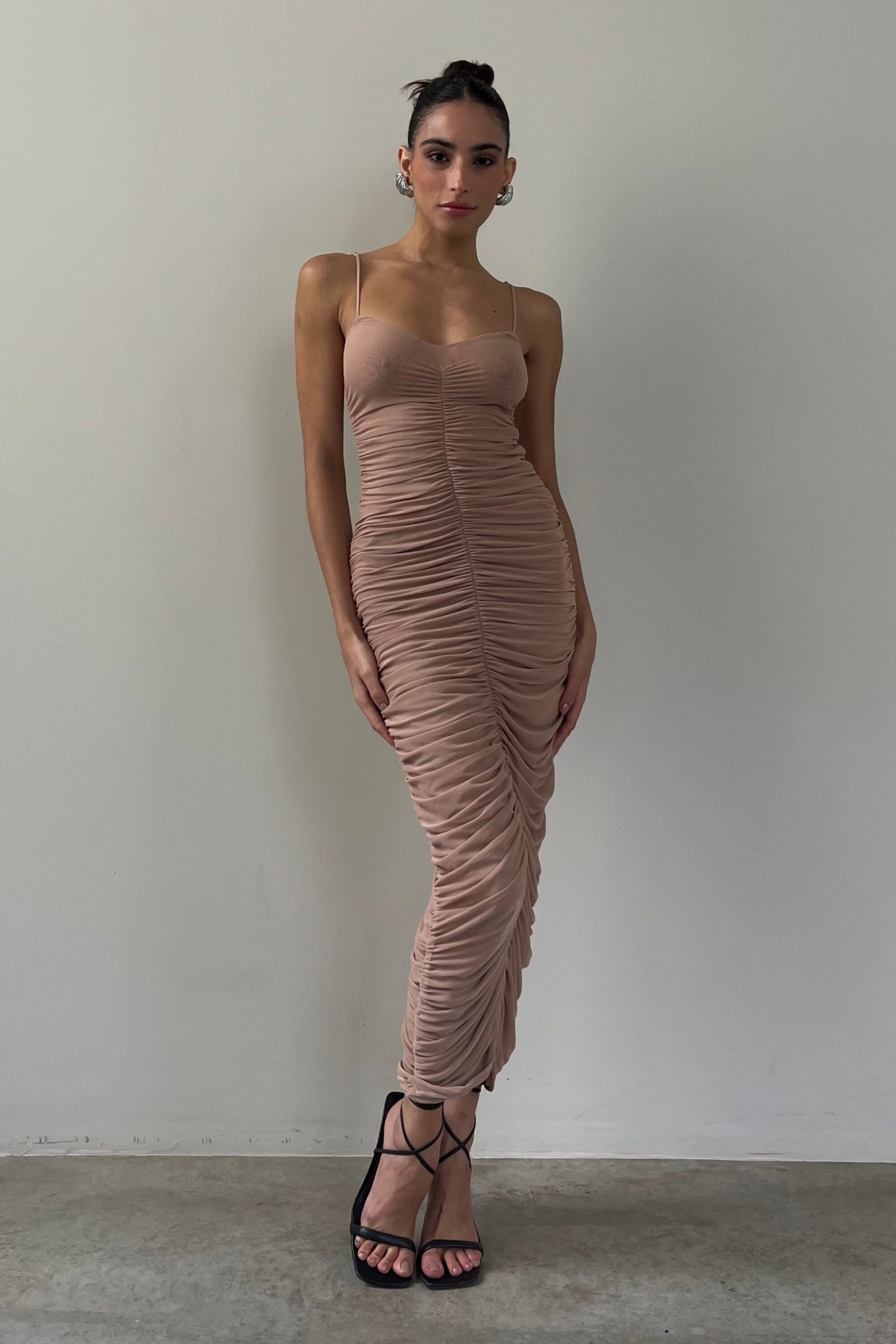 Vestido Naomi Drapeado Nude - Image 2